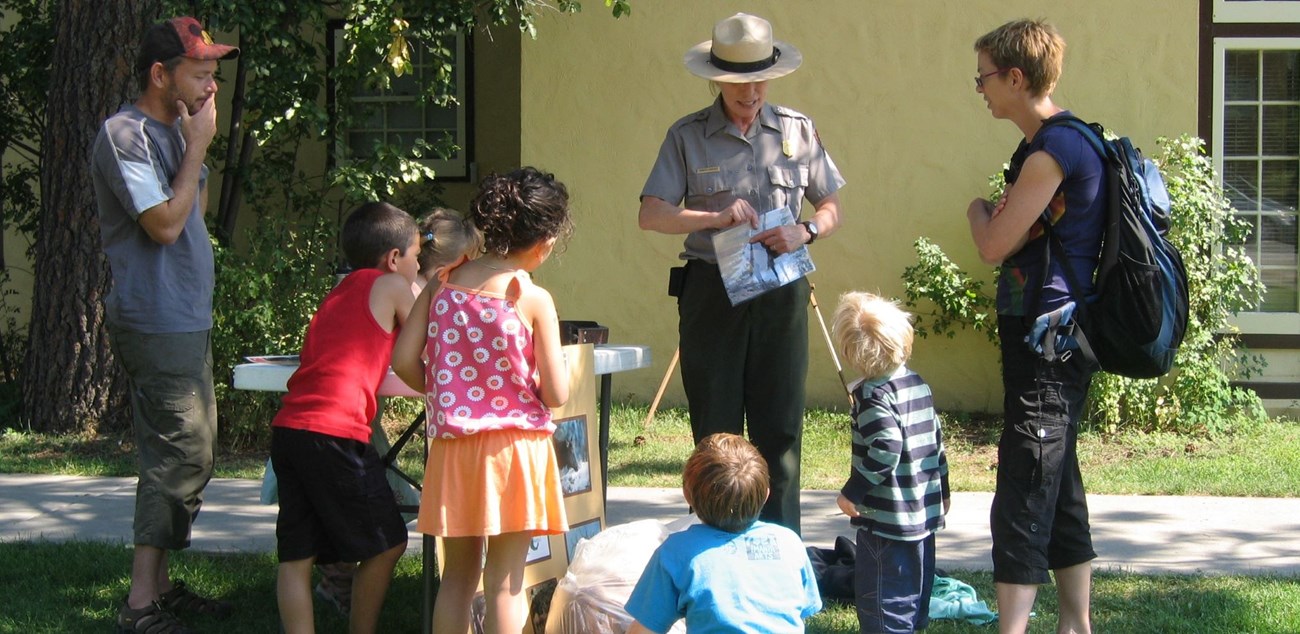 ranger talking with children