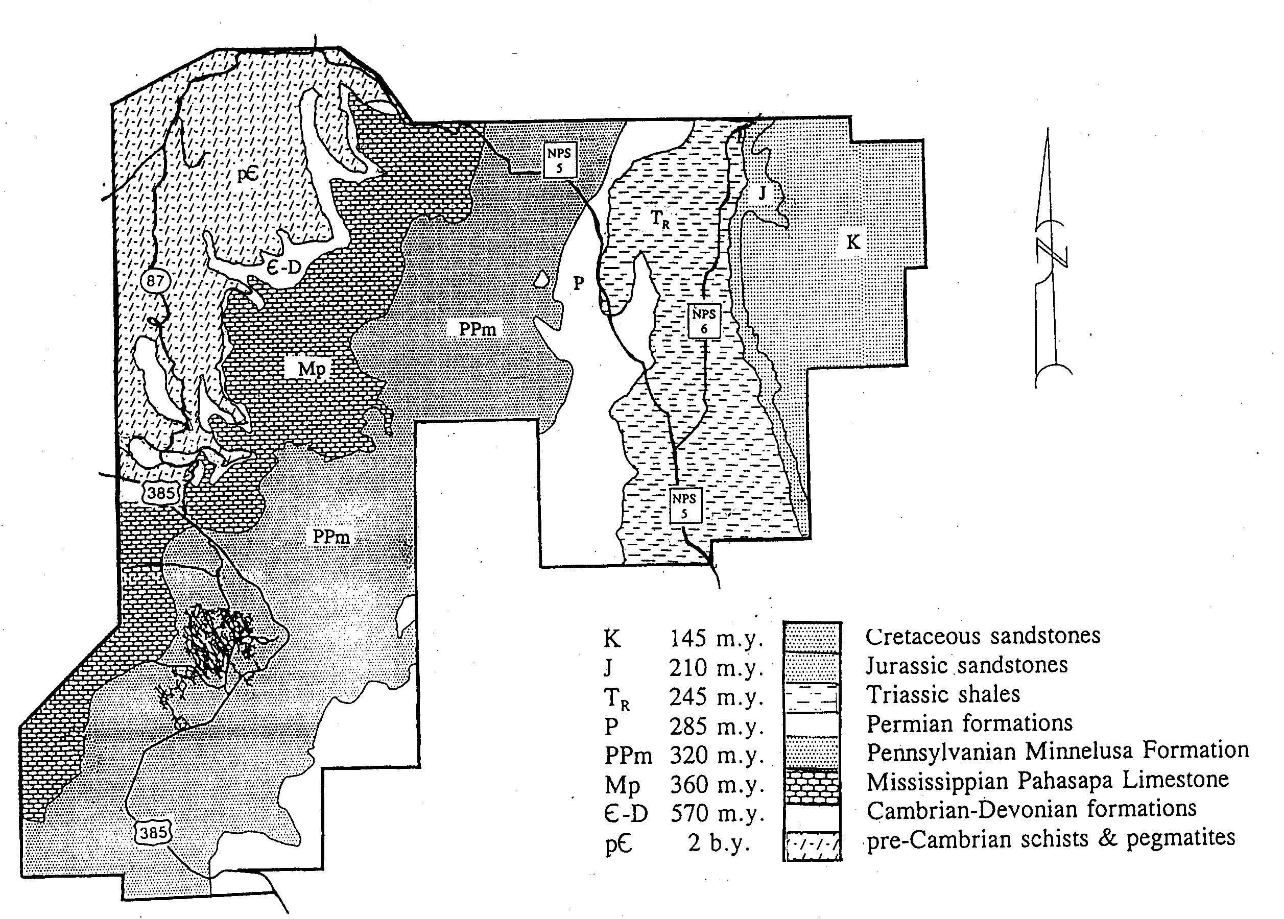 A geological map of Wind Cave National Park