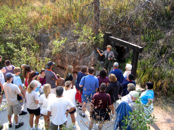 Ranger with tour at Wind Cave's Natural Entrance