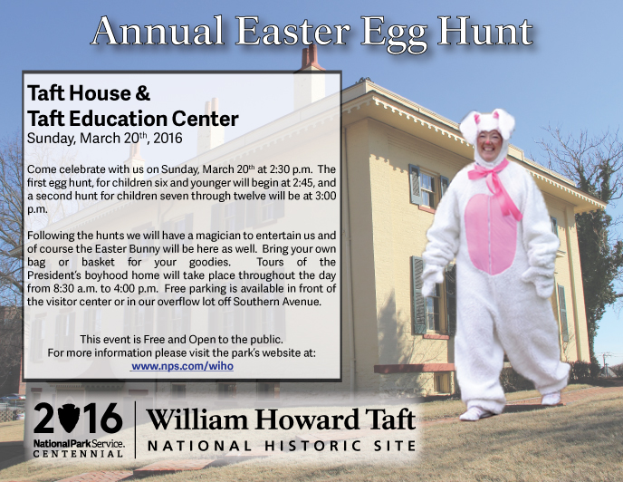 Volunteer in Easter bunny outfit