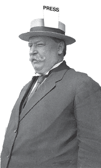 A large man with a moustache wearing a straw hat with a small brim