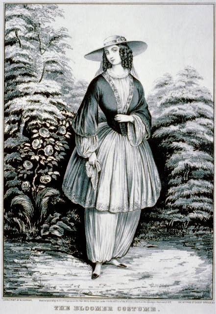 Cartoon of a woman wearing the Blommer Costume