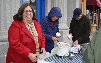 Our neighbors at the National Women's Hall of Fame pass out hot cider.