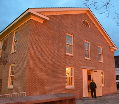 The Wesleyan Chapel aglow for the fun run.