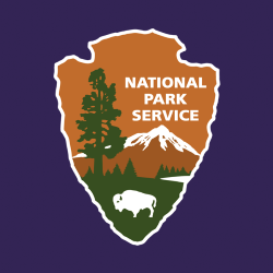 The NPS arrowhead on a dark purple background