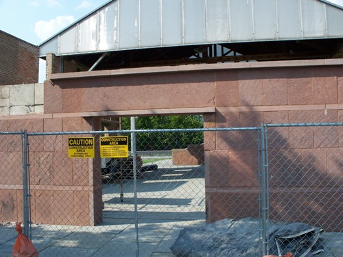 front of Wesleyan Chapel with fence over entrance