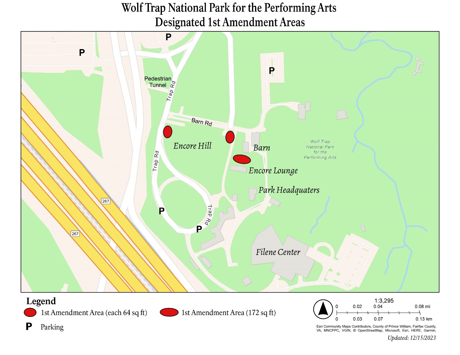 Map of designated First Amendment areas
