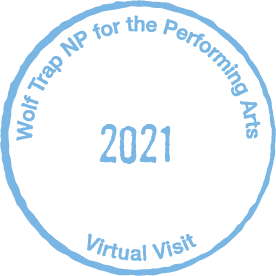 Wolf Trap NP for the Performing Arts Virtual passport stamp with 2021 in center