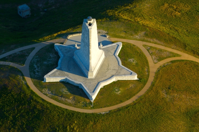 Overhead view of the Wright Brothers Monument.