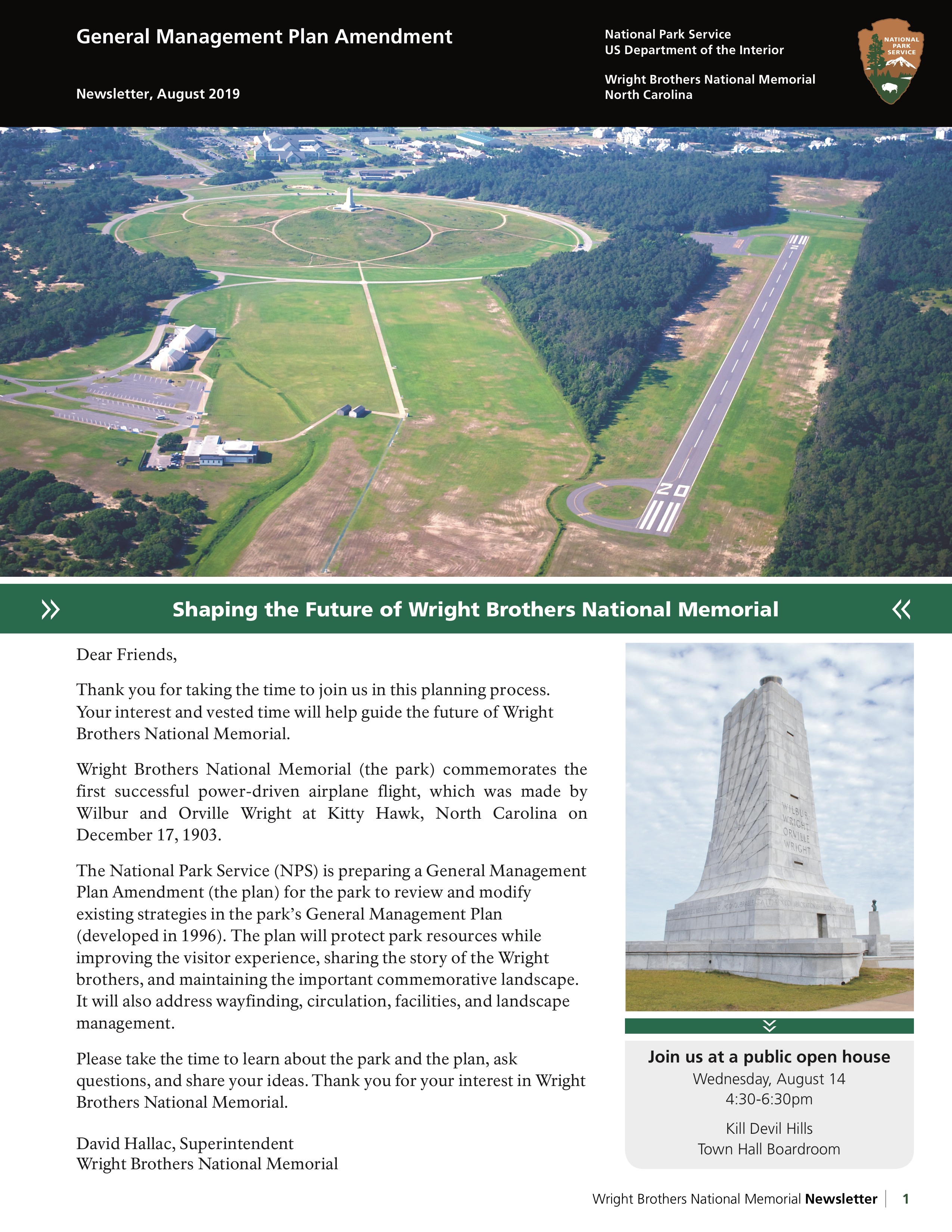 Information about Wright Brothers National Memorial open house (part 1)