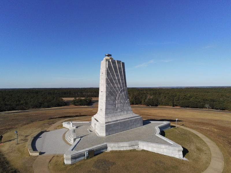 Aerial view of the Wright Brothers Monument.