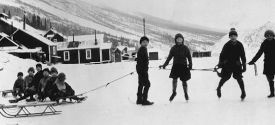 Kennecott Kids with a sled