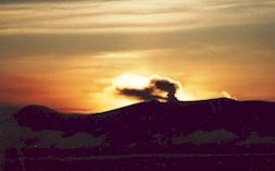 Mount Wrangell, 14,163', is an active volcano. A steam plume is often visible near the summit. Photo by N. Hannan