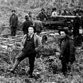 Laying steel for the C.R. & N.W. railroad Laying steel for the C.R. & N.W. railroad
