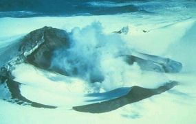 Steam rising from a volcanic vent