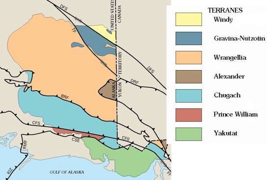 The various geologic terranes of Wrangell-St. Elias