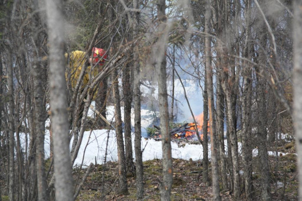 Burning Debris Piles at Wrangell-St. Elias