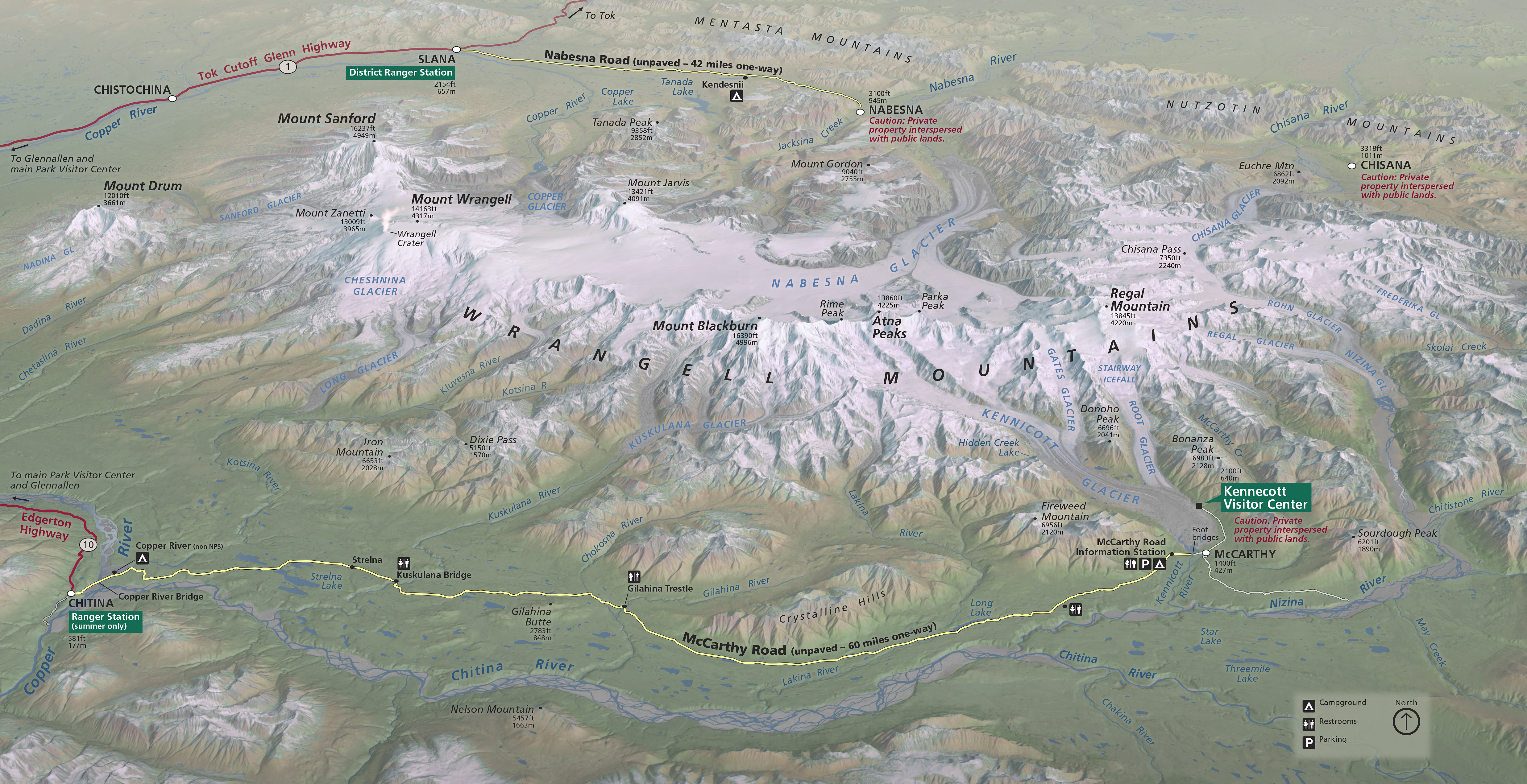 Brochures Maps Newspaper Passport Stamp Wrangell St Elias Shaded Relief Map Wrangell Mts Tom Patterson 