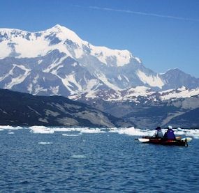Kayakers in Icy Bay have a great view of Mount St. Elias