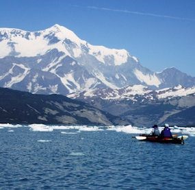Kayakers in Icy Bay have a great view of Mount St. Elias