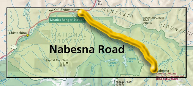 Map showing the Nabesna Road area.