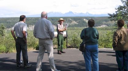 Visitors learning about Wrangell-St. Elias