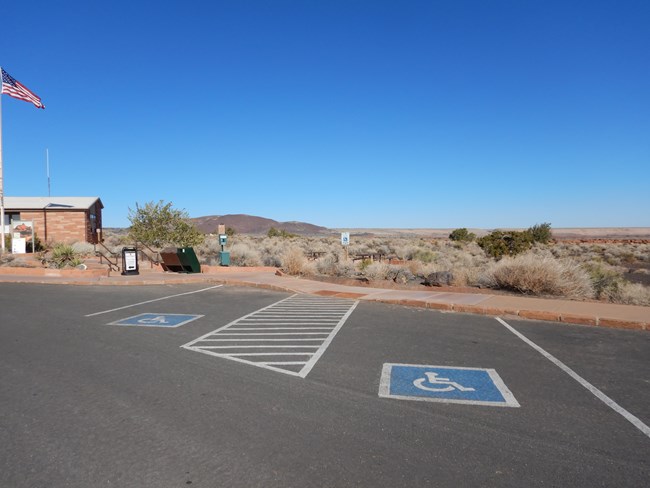 Two accessible parking spaces at the visitor center.