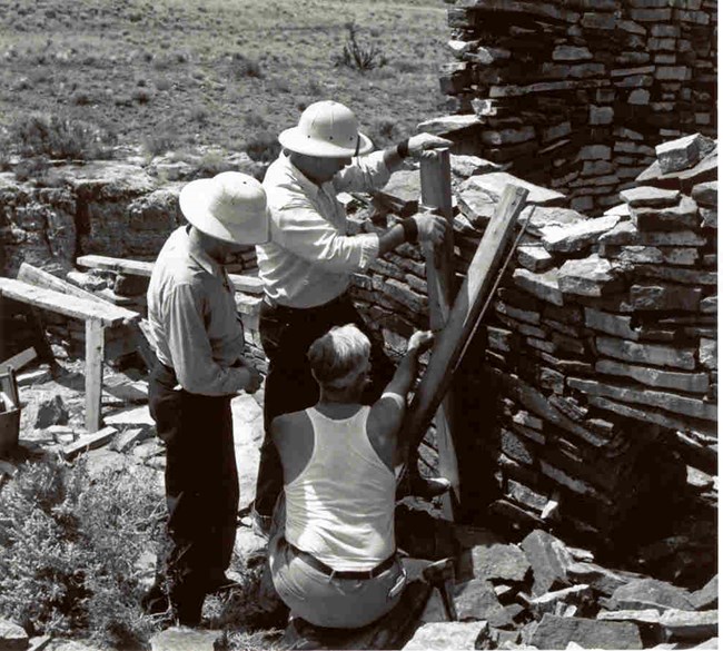 Lomaki Pueblo Stabilization work in 1941