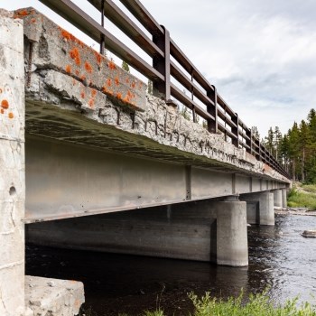 a bridge with crumbling concrete