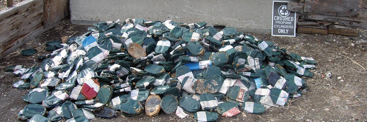 A pile of crushed propane cylinders A pile of crushed propane cylinders