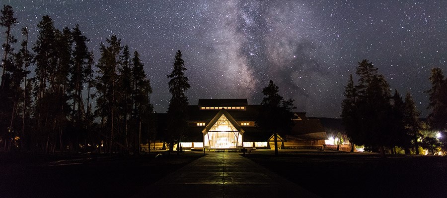 Milky Way rising over the Old Faithful Visitor Education Center