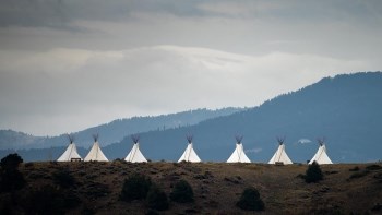 teepees on a hilltop