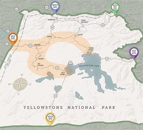 A figure from the Transportation Study showing the most congested corridors in the park.