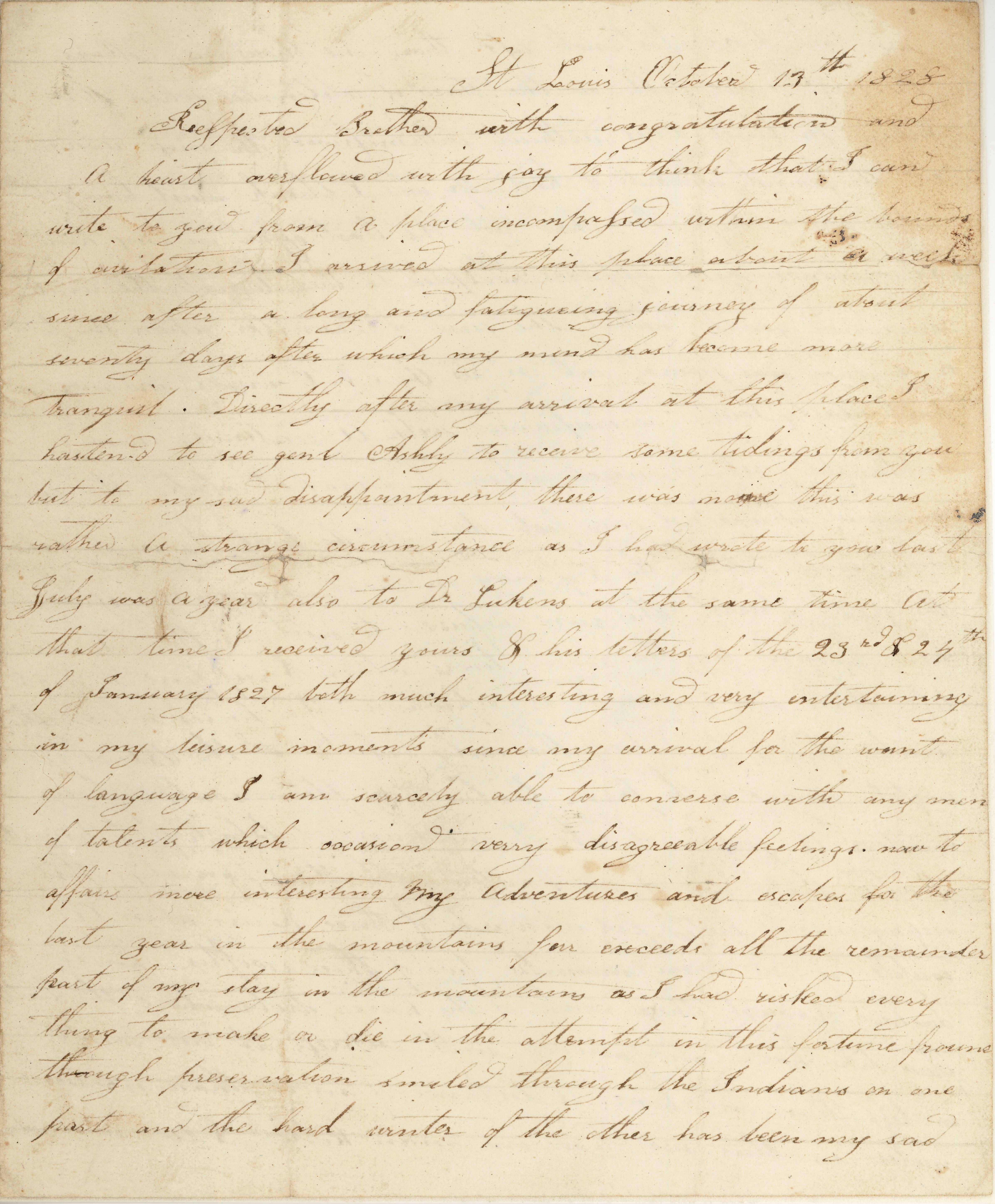 Potts letter, 1827 p. 1