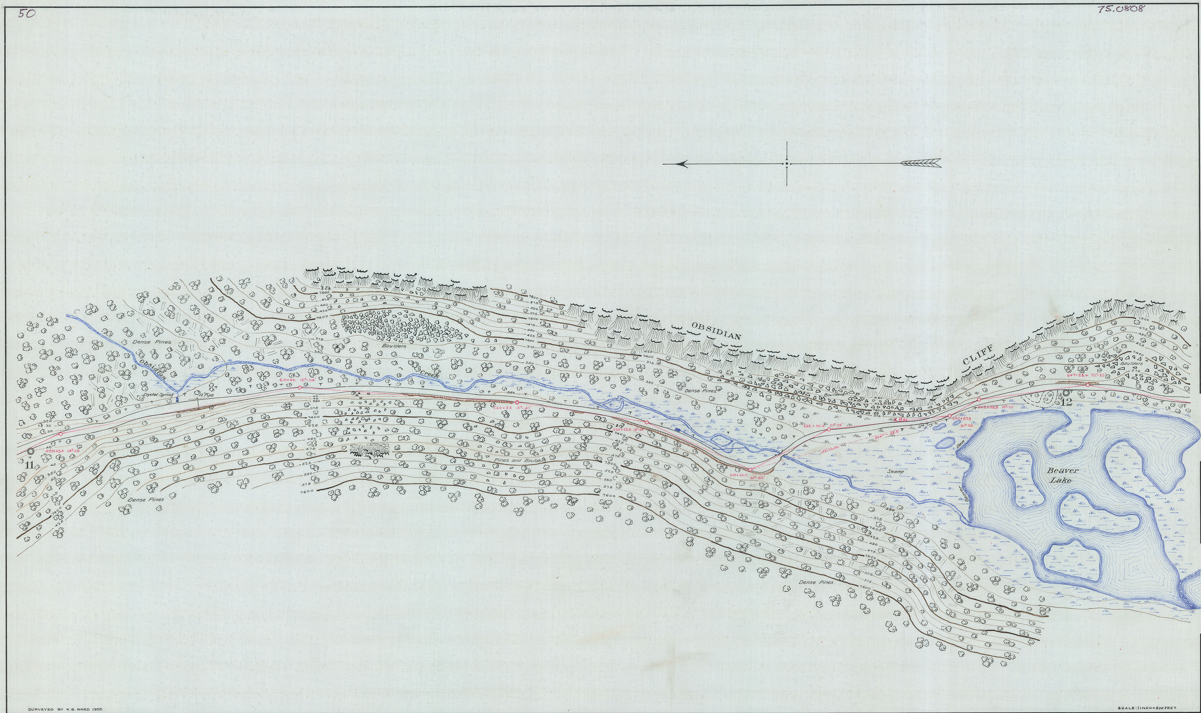 Cropped scan of Yellowstone National Park Road Surveys map