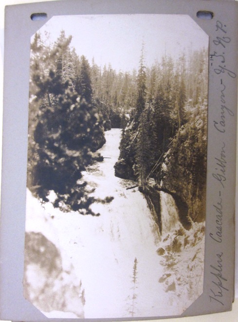 View of Kepler Cascades from “Arnold (?) family photographs, 1912,” Trip to Yellowstone Collection (MSC 023), Yellowstone Park Archives. 