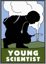A young scientist explores Yellowstone with a magnifying glass. A young scientist explores Yellowstone with a magnifying glass.