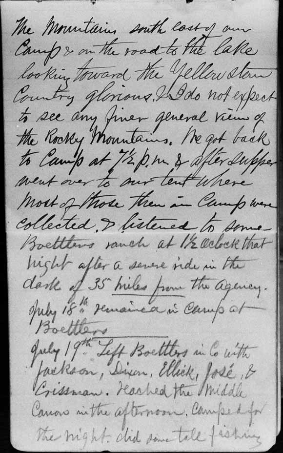 A large image of Thomas Moran's diary page five.