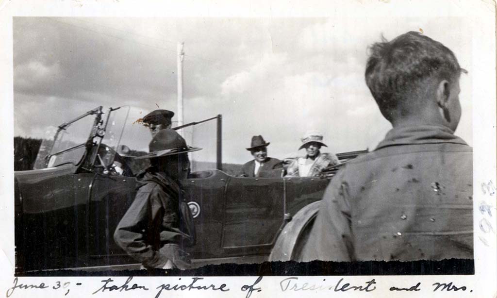 President Warren G. and Mrs. Florence (Kling) Hardings in touring car President Warren G. Harding and First Lady Florence (Kling) Harding visiting Yellowstone