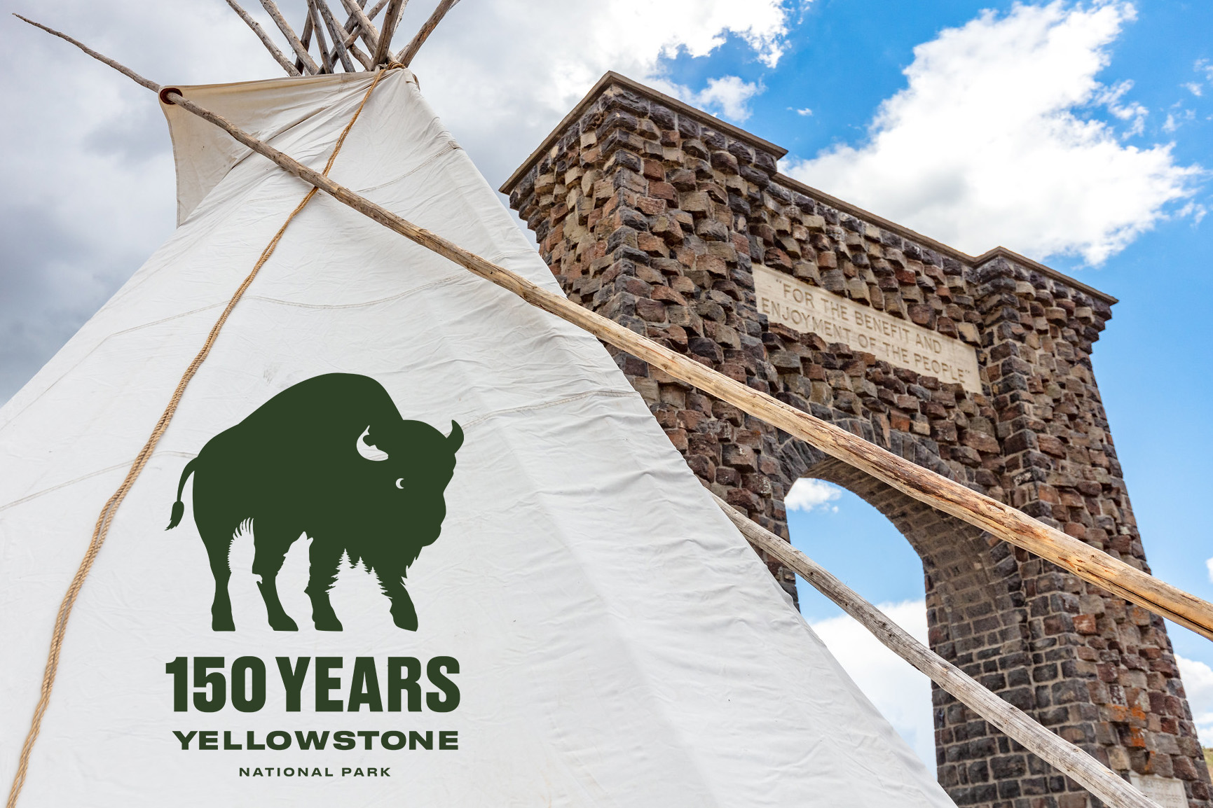 News release photo teepee and roosevelt arch for 150th