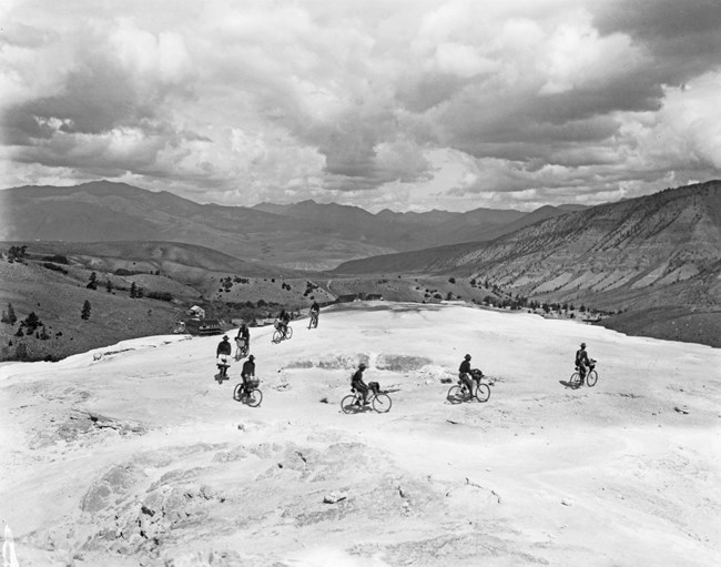 Bicycles on the terraces.