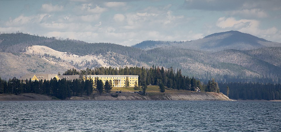 View of Lake hotel from on Yellowstone Lake View of Lake hotel from on Yellowstone Lake
