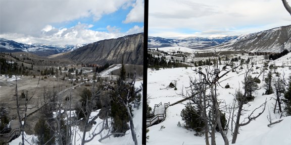 Changes visible at Mammoth Hot Springs.