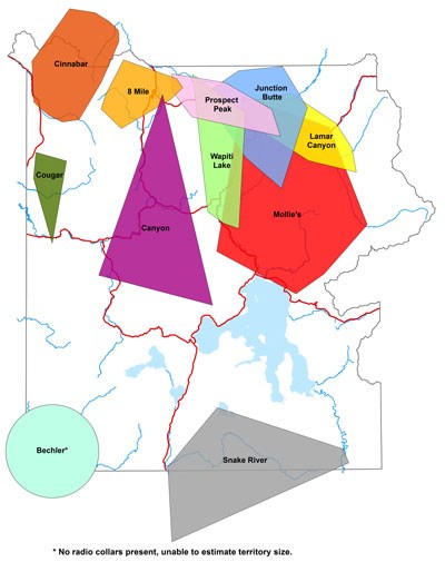 yellowstone wolf pack map 2016