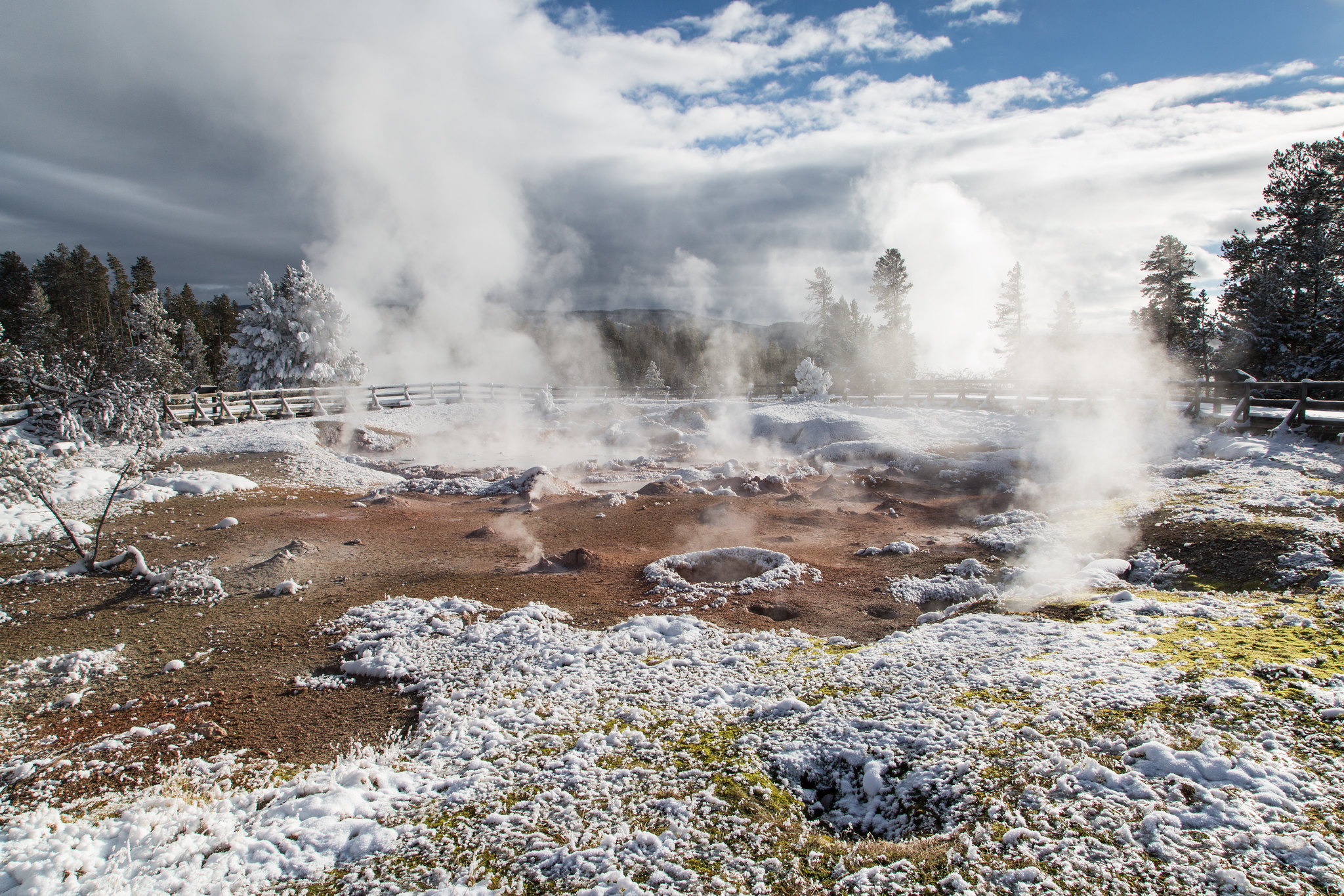 paint pots bubbling with steam rising