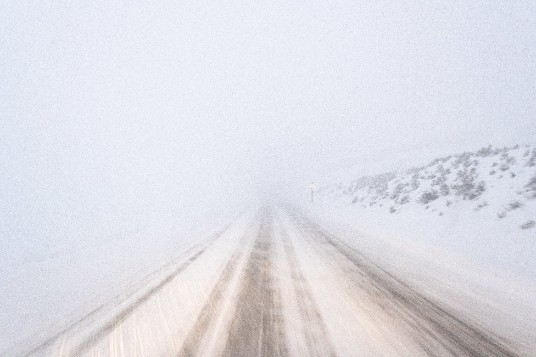 Whiteout conditions on park roads Whiteout conditions on park roads