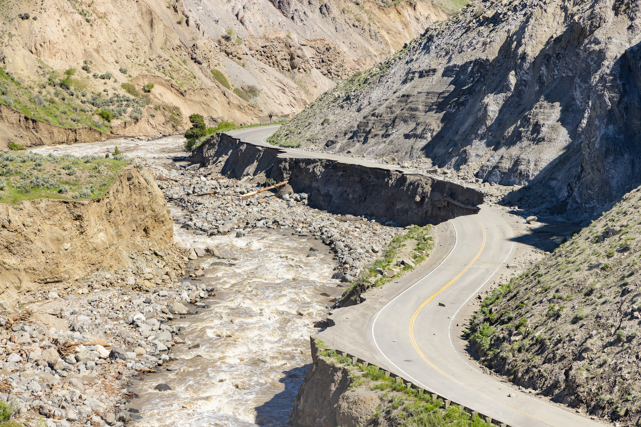 Yellowstone flood event 2022: North Entrance Road washout