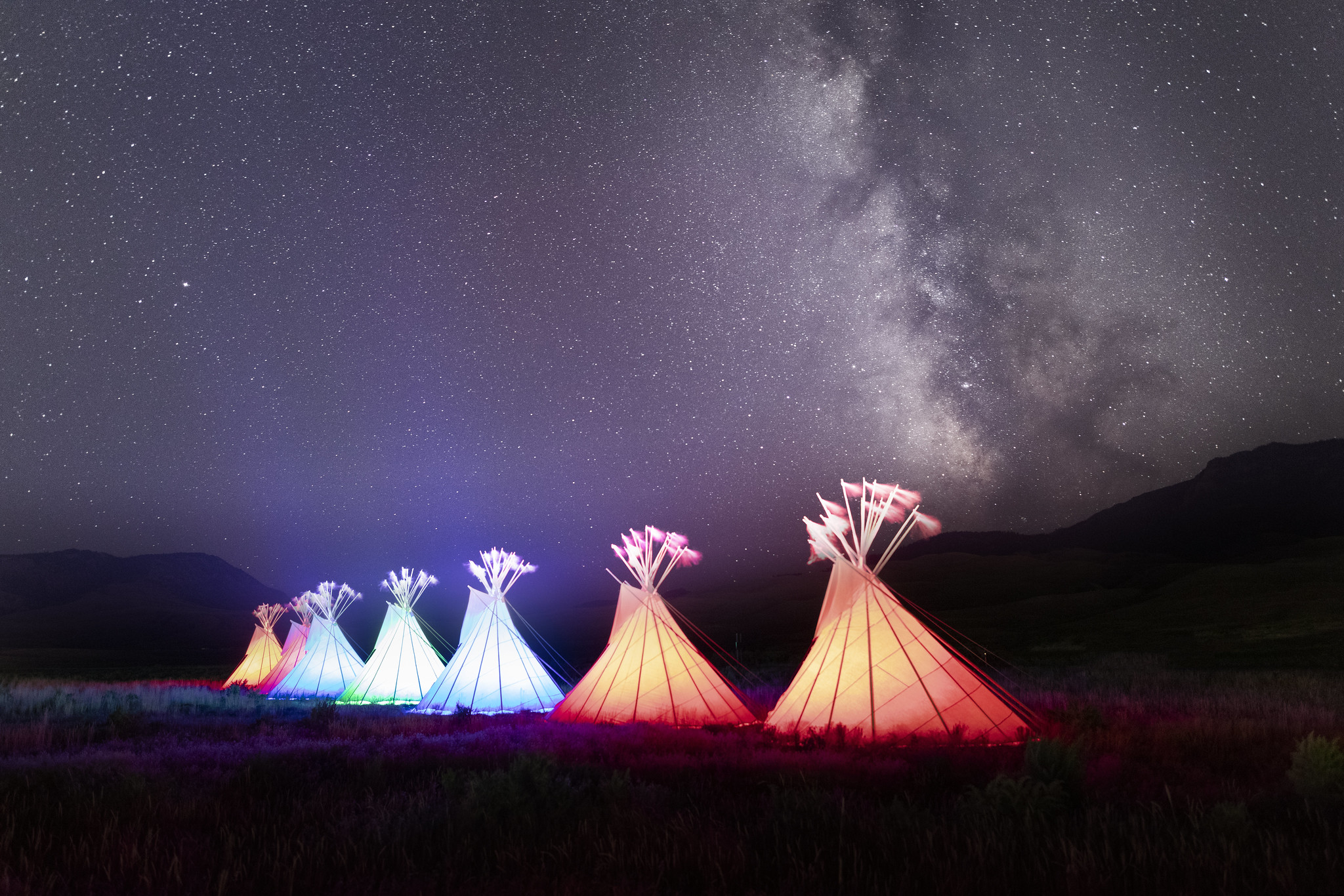 52293472252_3ccabc734c_k Yellowstone Revealed: illuminated teepees and Milky Way at North Entrance in Gardiner, Montana NPS / Jacob W. Frank