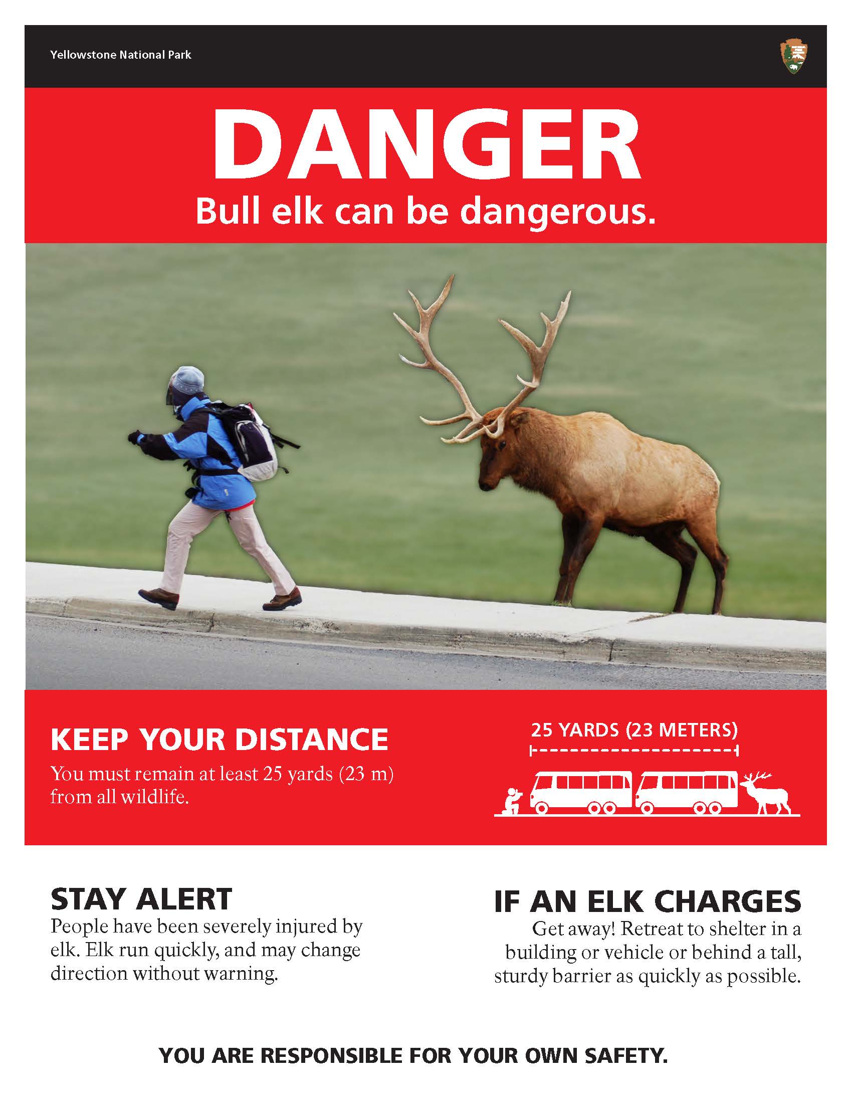 poster of elk charger visitor with safety messages