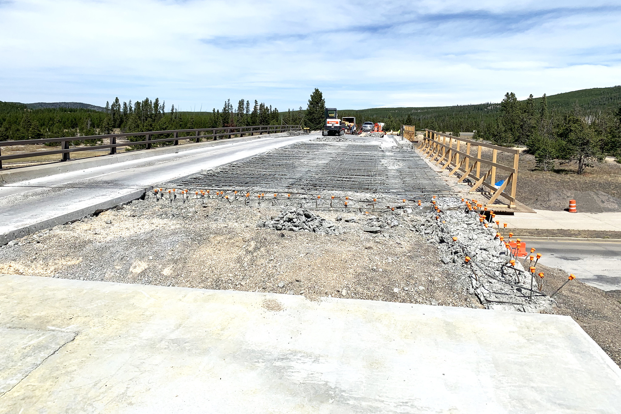 Construction work being done on bridge